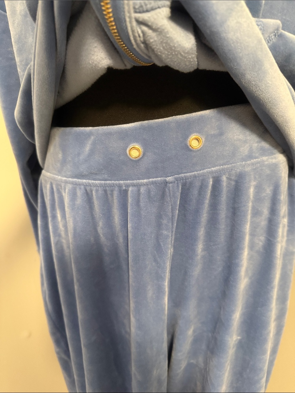 Blue Velvet Zip Hoodie & Wide Leg Pant Set - Picture 2 of 4